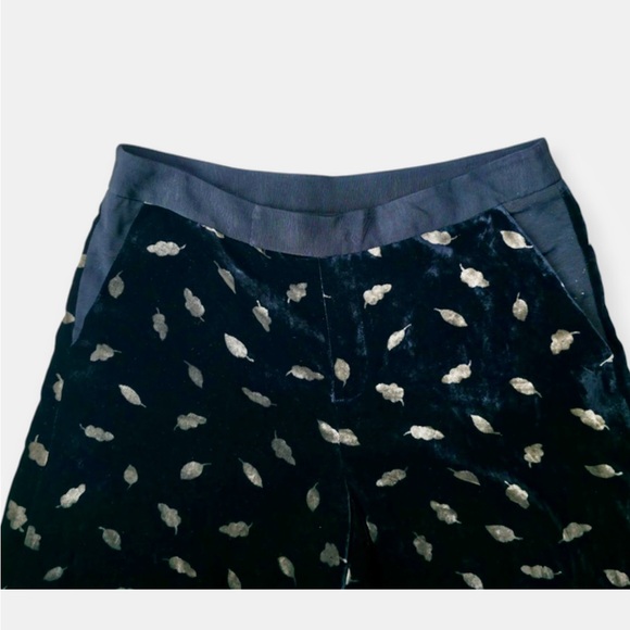 Elevenses velvet wide leg pant with Gold leaf pattern - Picture 6 of 6